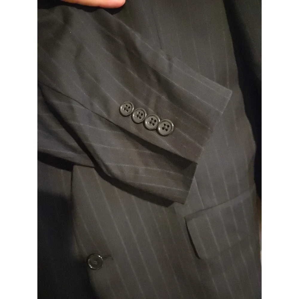 Hart Schaffner Marx Gold Trumpeter Gray Pinstripe‎ Blazer Jacket, Men's 42R USA